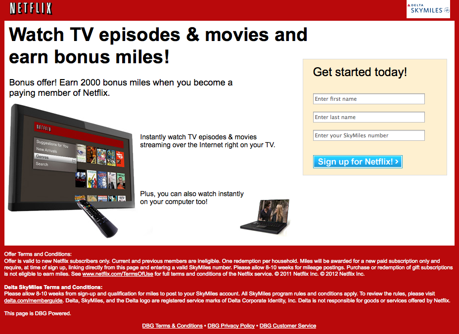 2000 Free Delta SkyMiles With Netflix